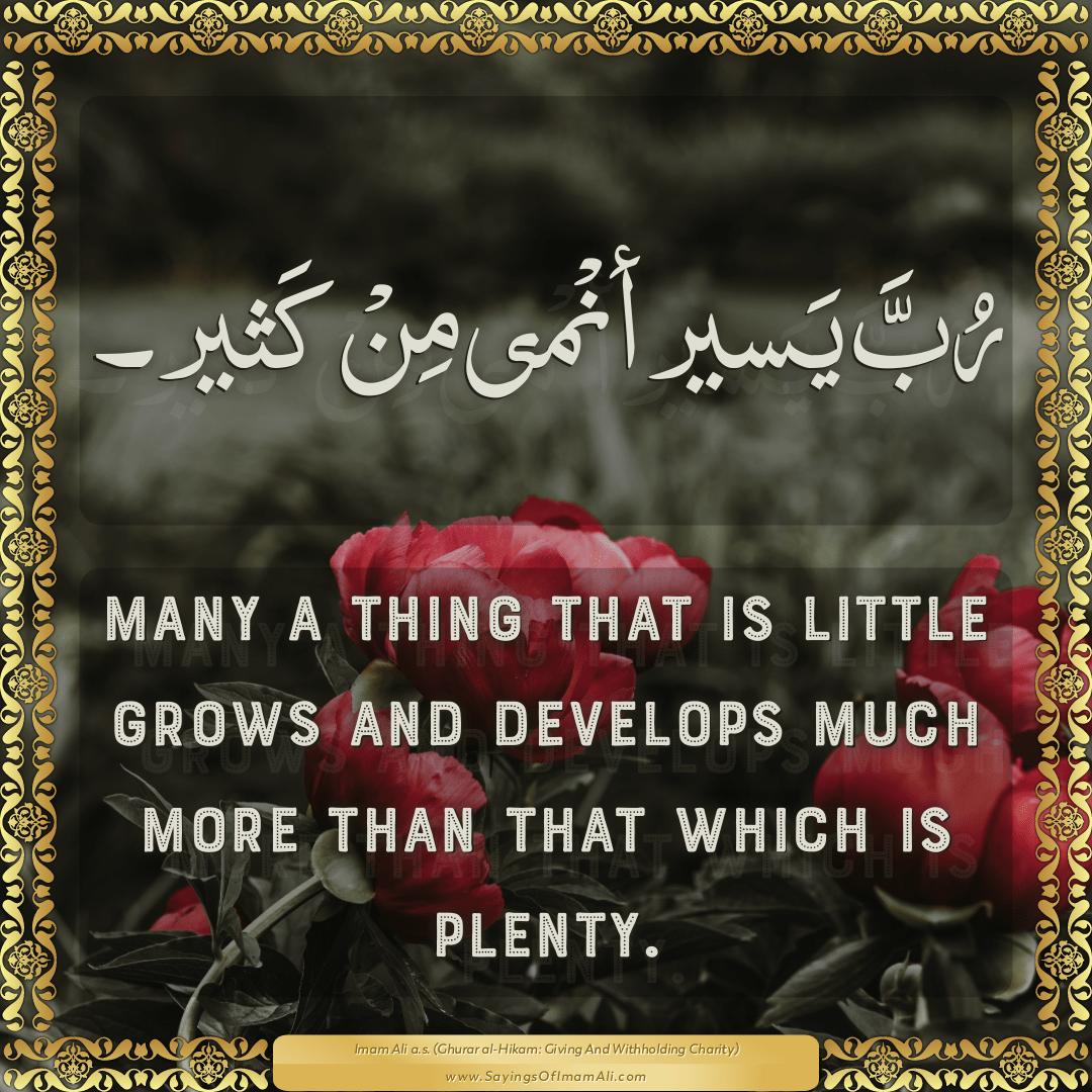 Many a thing that is little grows and develops much more than that which...